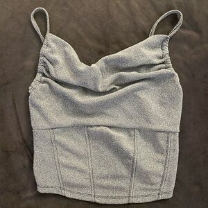 Ladies XS silver sparkle cropped top